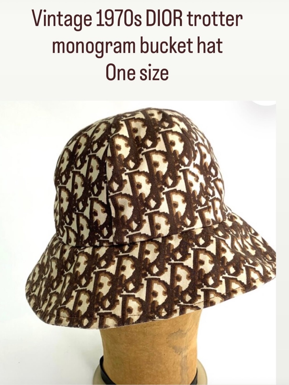 Vintage Christian Dior brown trotter monogram bucket hat one size - Picture 2 of 7